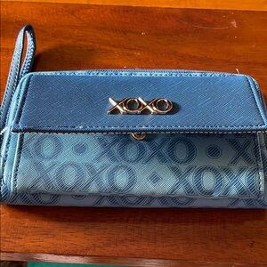 XOXO Blue and Gold Wallet with Patterned Texture